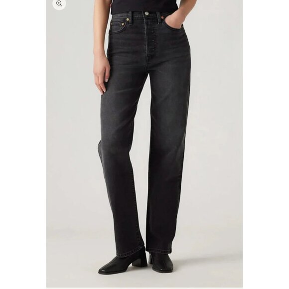 Levi's Ribcage Straight Full Length Jeans Say No Go Gray Women's Size 26 - Picture 1 of 11